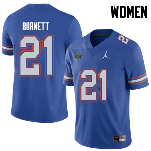 NCAA Florida Gators McArthur Burnett Women's #21 Jordan Brand Royal Stitched Authentic College Football Jersey JSE5664HI